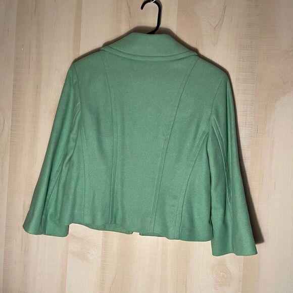 CABi green wool‎ jacket blazer with navy polka dot lining, size medium - Picture 11 of 15